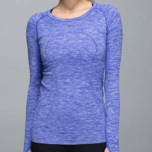 Lululemon Swiftly Tech Long Sleeve in Space Dye Heathered Pigment Blue